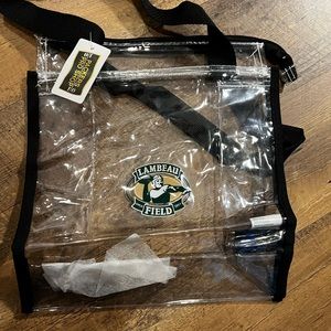 New with tags Green Bay Packers, Lambeau Field see-through Gameday bag.